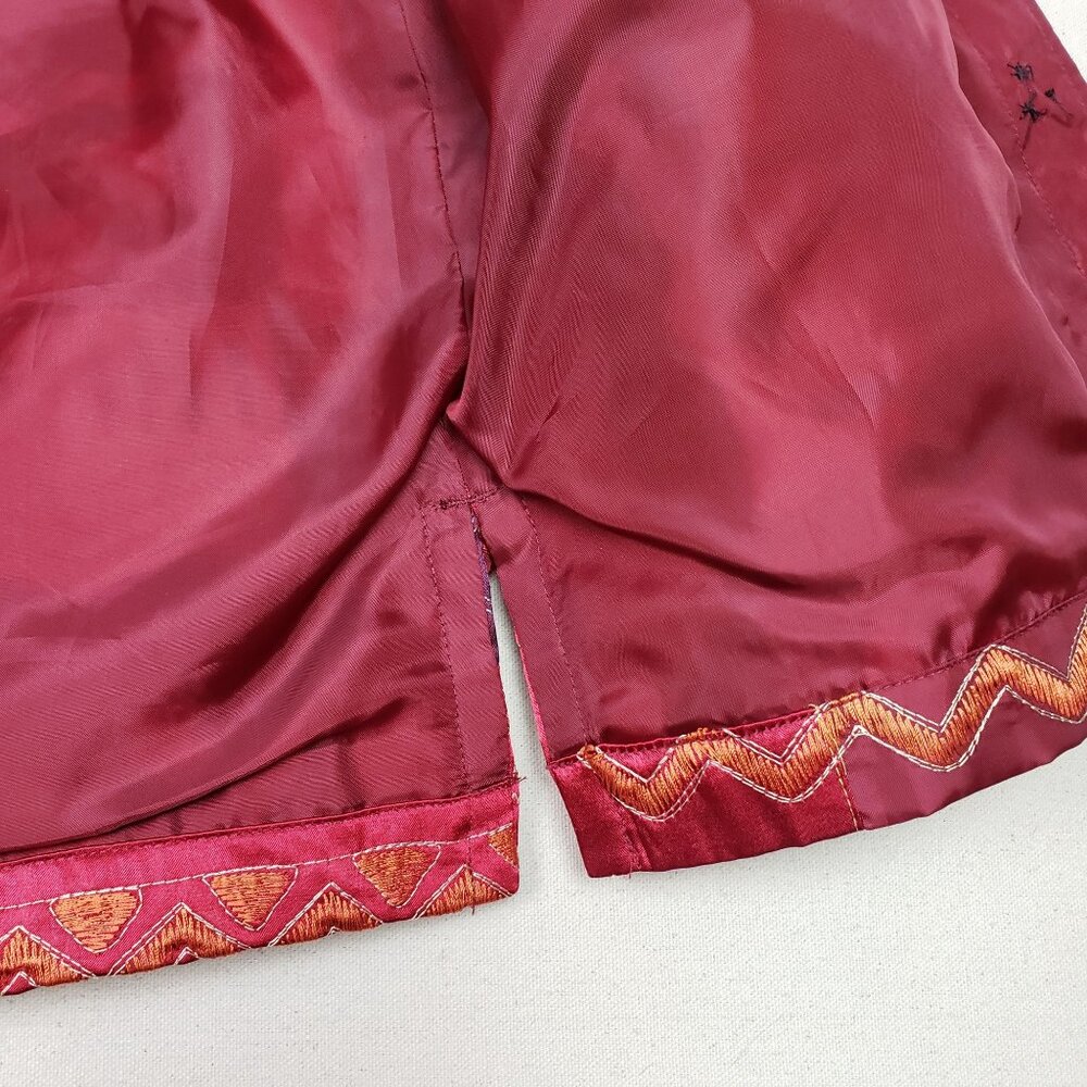 French Laundry Red Quilted Embroidered Button-Up Patchwork Jacket Sz S EXCELLENT - Picture 9 of 12